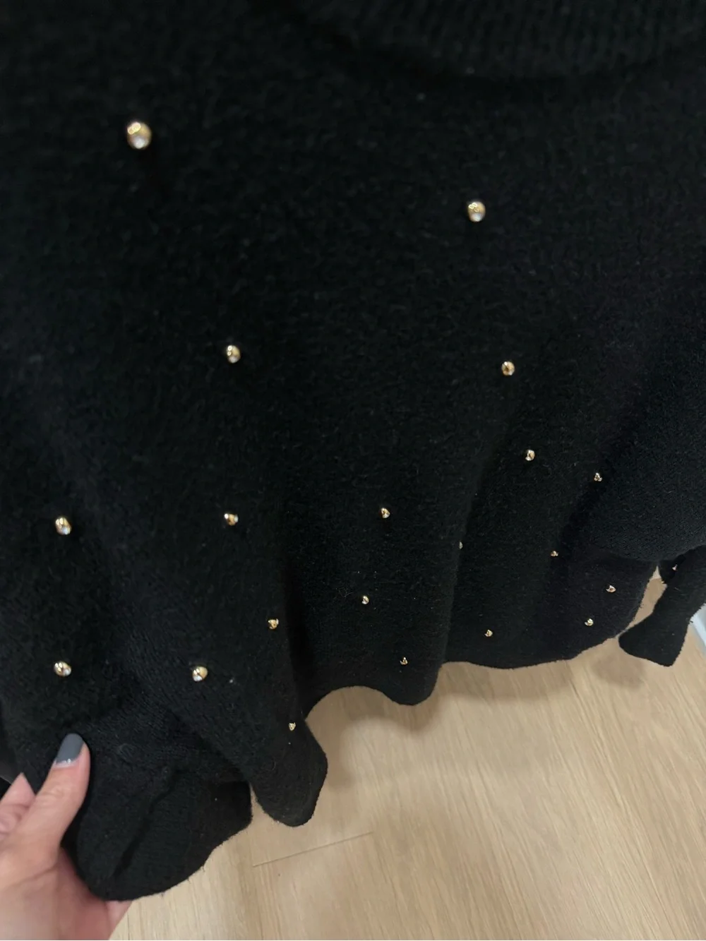 H&M Black Crewneck Sweater with Gold Studs